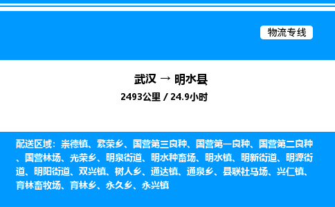 武汉到明水县物流专线直达运输 武汉到明水县物流专线直达运输