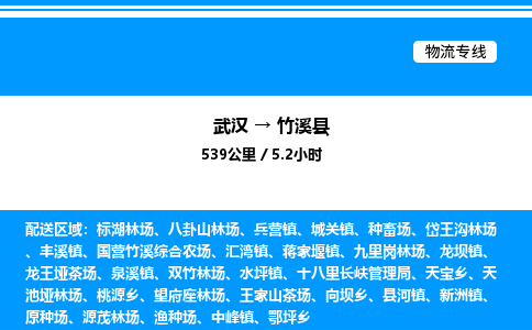 武汉到竹溪县物流专线直达运输