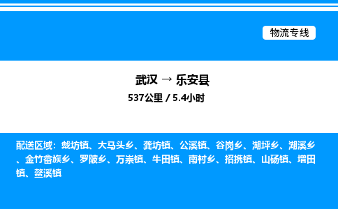 武汉到乐安县物流专线直达运输