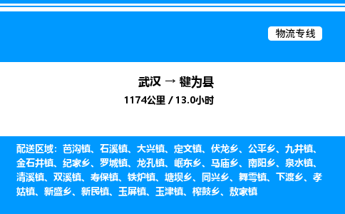 武汉到犍为县物流专线直达运输