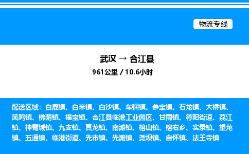 武汉到合江县物流专线直达运输