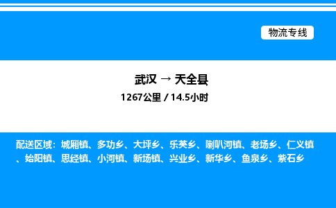 武汉到天全县物流专线直达运输 武汉到天全县物流专线直达运输