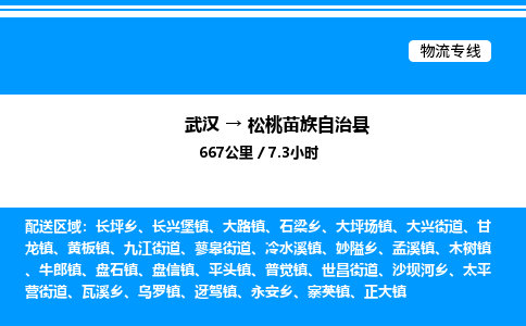 武汉到松桃苗族自治县物流专线直达运输 武汉到松桃苗族自治县物流专线直达运输