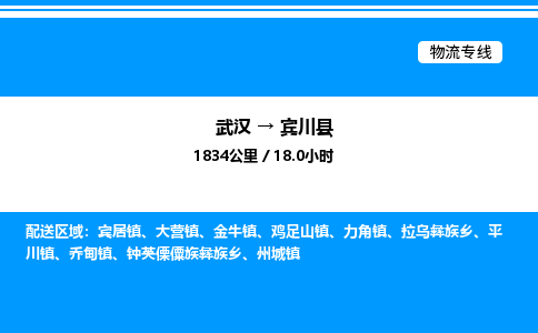 武汉到宾川县物流专线直达运输 武汉到宾川县物流专线直达运输