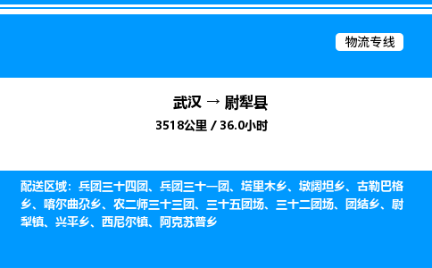 武汉到尉犁县物流专线直达运输