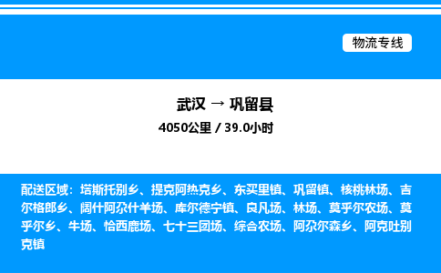 武汉到巩留县物流专线直达运输