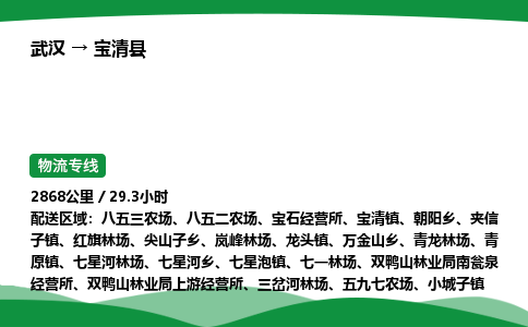 武汉至宝清县货运公司_武汉到宝清县物流_武汉至宝清县物流专线