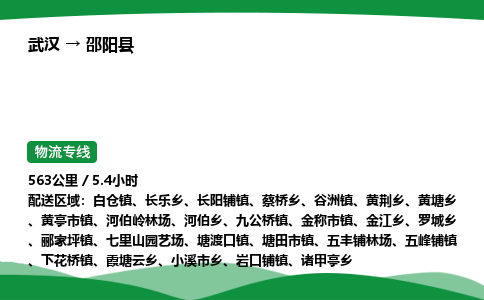 武汉至邵阳县货运公司_武汉到邵阳县物流_武汉至邵阳县物流专线