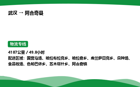 武汉至阿合奇县货运公司_武汉到阿合奇县物流_武汉至阿合奇县物流专线